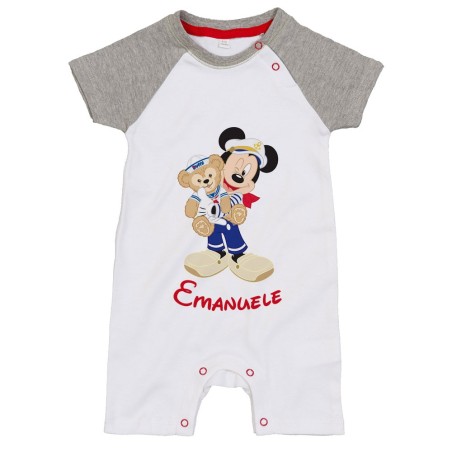 Pagliaccetto neonato personalizzato con nome topolino marinaio Cartoon