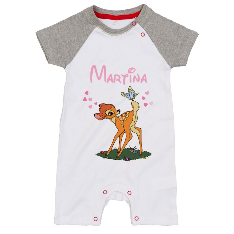 Pagliaccetto neonato personalizzato con nome bambi Cartoon