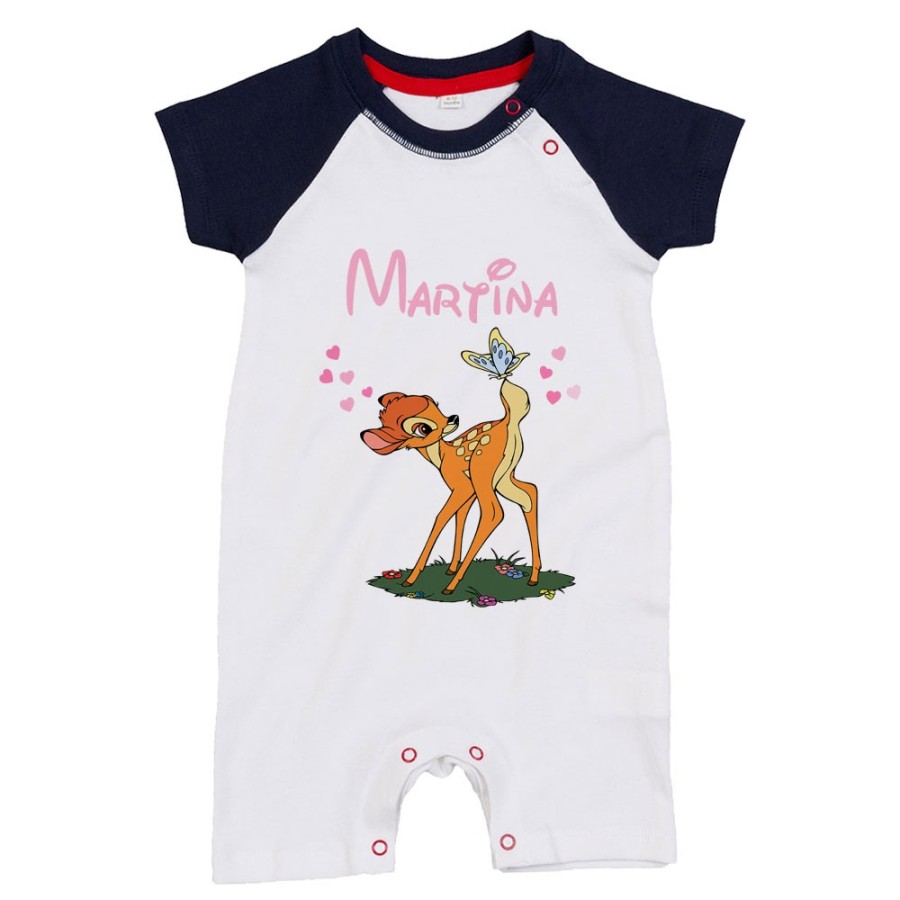 Pagliaccetto neonato personalizzato con nome bambi Cartoon