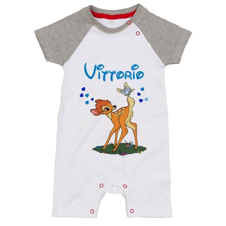 Pagliaccetto neonato personalizzato con nome bambi Cartoon