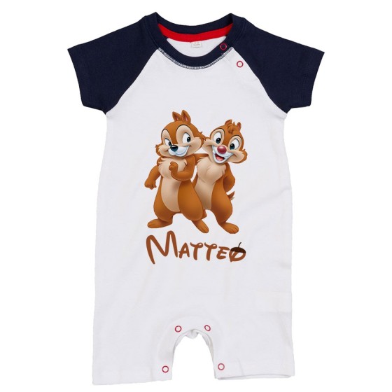 Pagliaccetto neonato personalizzato con nome cip e ciop Cartoon