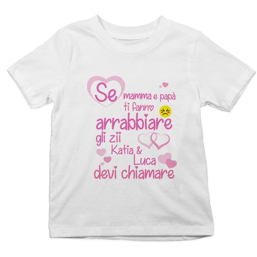 T-shirt bambino personalizzata  nome se mamma e papà ti fanno arrabbiare lo zio gli zii devi chiamare Per gli zii