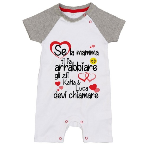 Pagliaccetto neonato personalizzato  nome se mamma ti fa arrabbiare lo zio gli zii devi chiamare Per gli zii