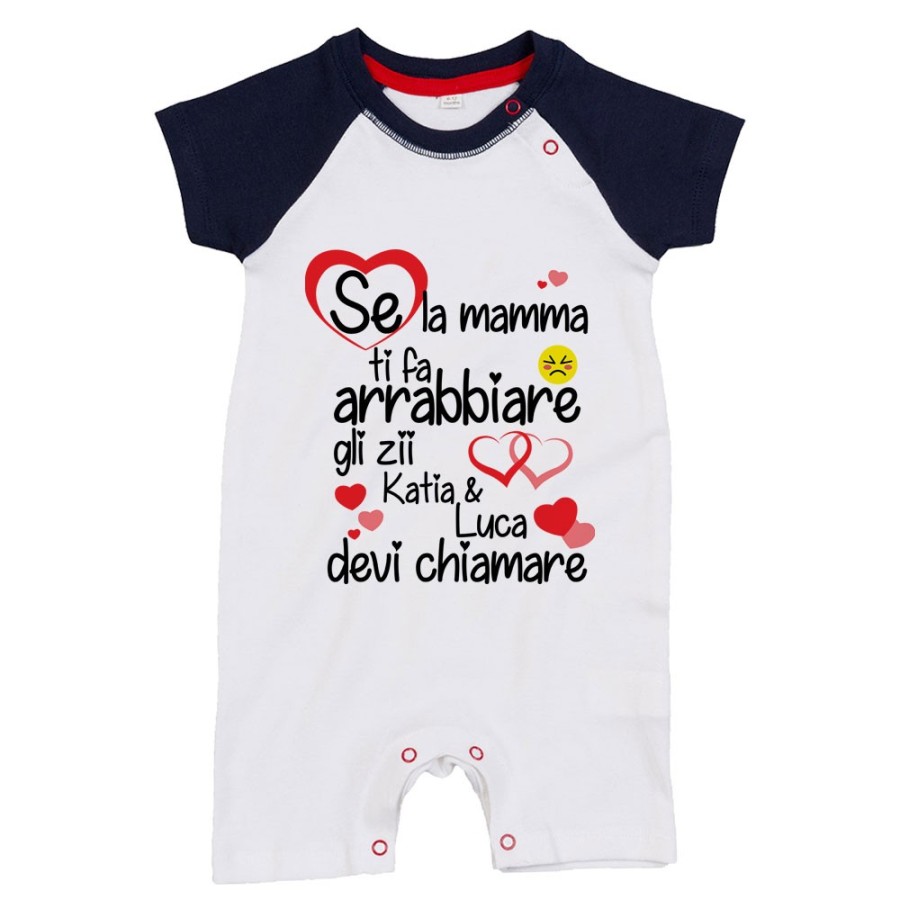 Pagliaccetto neonato personalizzato  nome se mamma ti fa arrabbiare lo zio gli zii devi chiamare Per gli zii