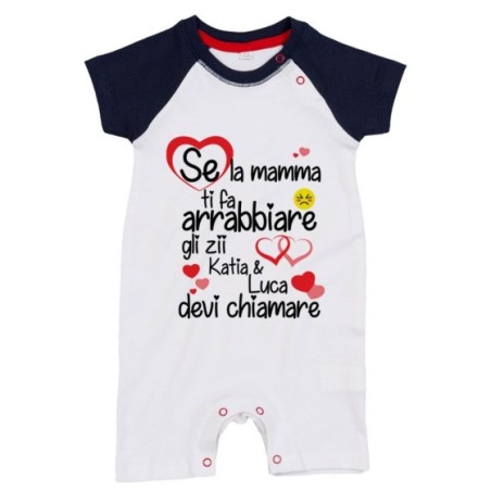 Pagliaccetto neonato personalizzato  nome se mamma ti fa arrabbiare lo zio gli zii devi chiamare Per gli zii