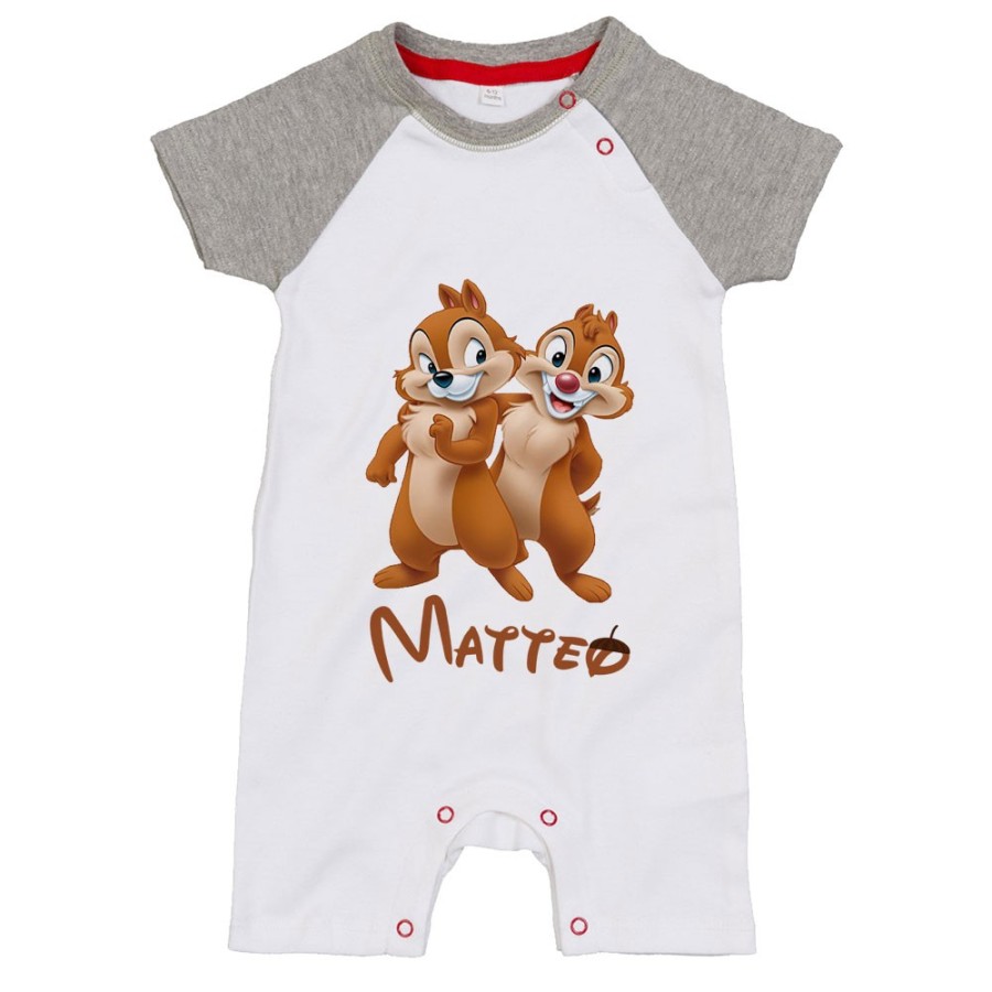 Pagliaccetto neonato personalizzato con nome cip e ciop Cartoon