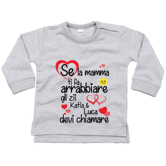 Felpa neonato personalizzata  nome se mamma ti fa arrabbiare lo zio gli zii devi chiamare Per gli zii
