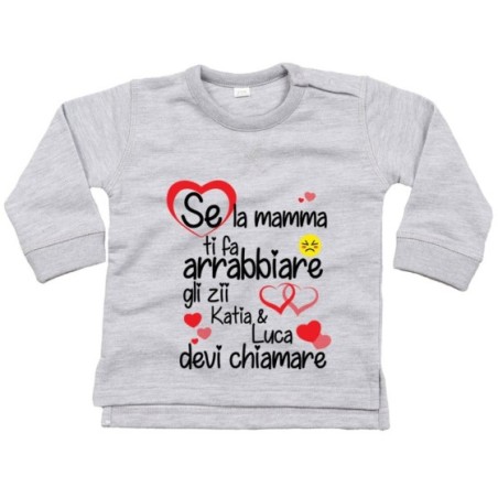 Felpa neonato personalizzata  nome se mamma ti fa...