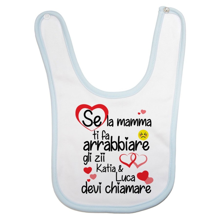 Bavaglino neonato personalizzato  nome se mamma ti fa arrabbiare lo zio gli zii devi chiamare  Per gli zii