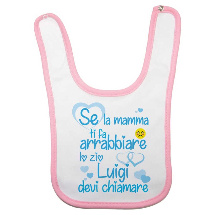 Bavaglino neonato personalizzato  nome se mamma ti fa arrabbiare lo zio gli zii devi chiamare  Per gli zii
