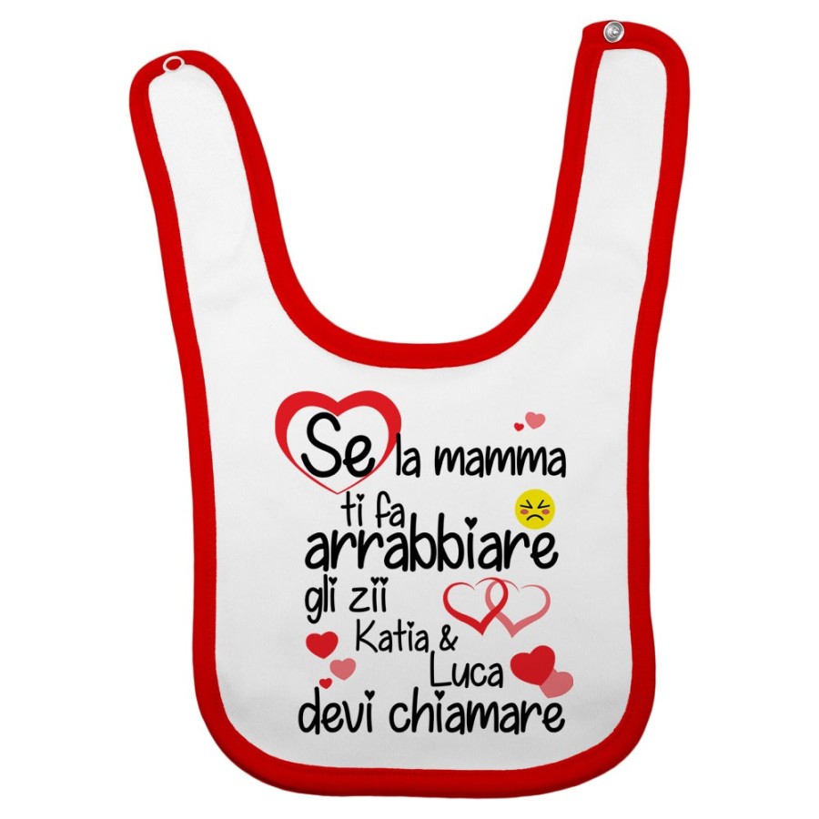 Bavaglino neonato personalizzato  nome se mamma ti fa arrabbiare lo zio gli zii devi chiamare  Per gli zii