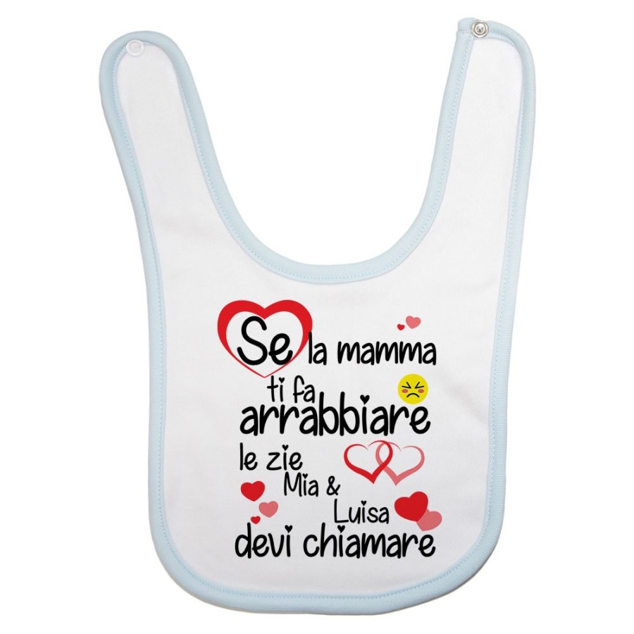 Bavaglino neonato personalizzato  nome se mamma ti fa arrabbiare lo zio gli zii devi chiamare  Per gli zii