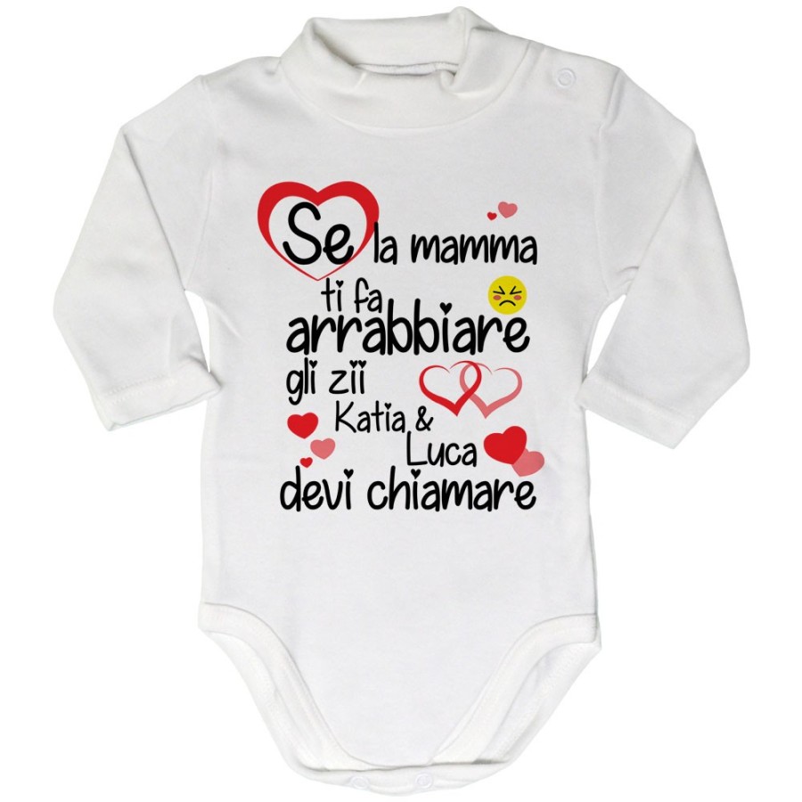 Body lupetto neonato personalizzato  nome se mamma ti fa arrabbiare lo zio gli zii devi chiamare Per gli zii