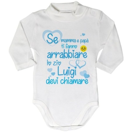 Body lupetto neonato personalizzato  nome se mamma e papà...