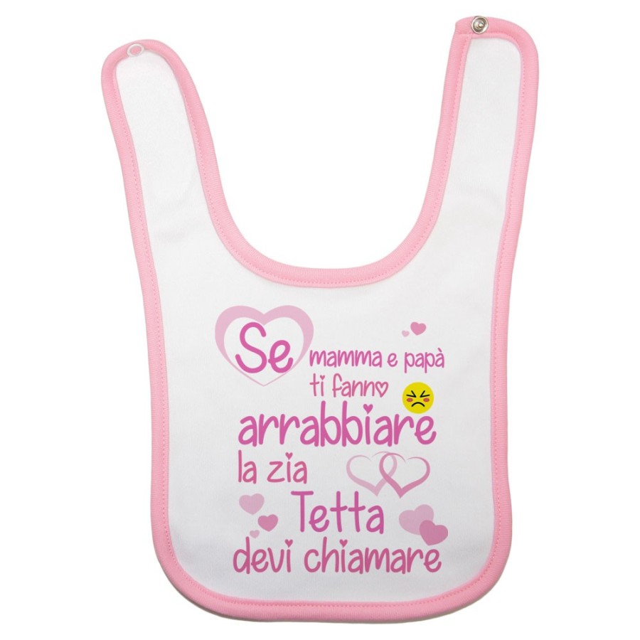 Bavaglino neonato personalizzato  nome se mamma e papà ti fanno arrabbiare lo zio gli zii devi chiamare Per gli zii