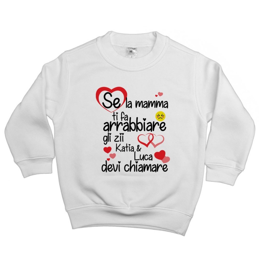 Felpa bambino personalizzata  nome se mamma ti fa arrabbiare lo zio gli zii devi chiamare Per gli zii