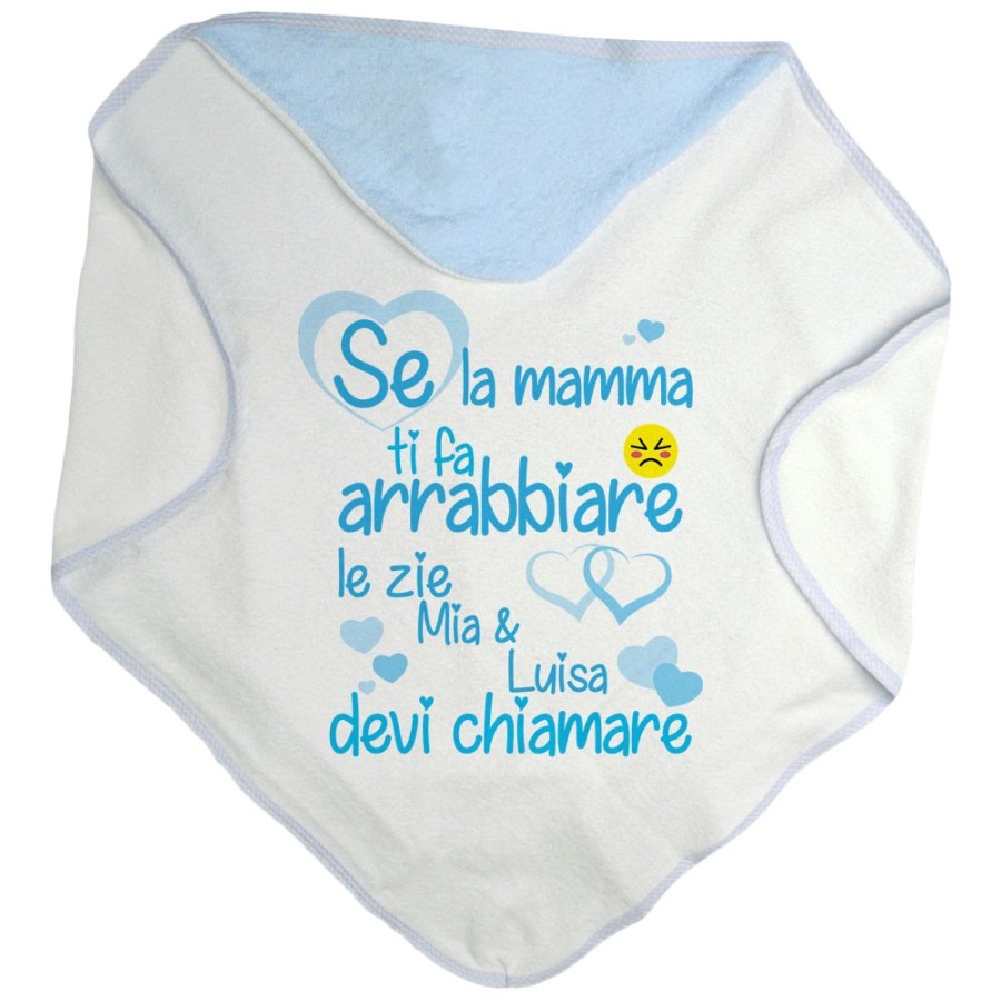 Accappatoio neonato personalizzato  nome se mamma ti fa arrabbiare lo zio gli zii devi chiamare Per gli zii