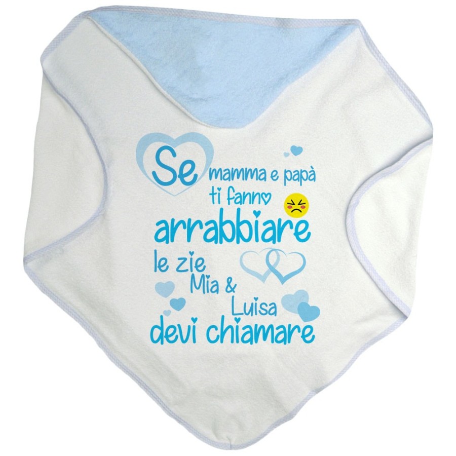 Accappatoio neonato personalizzato  nome se mamma e papà ti fanno arrabbiare lo zio gli zii devi chiamare Per gli zii