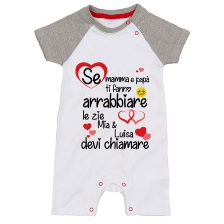 Pagliaccetto neonato personalizzato  nome se mamma e papà ti fanno arrabbiare lo zio gli zii devi chiamare Per gli zii