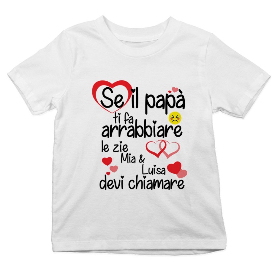 T-shirt bambino personalizzata  nome se papà ti fa arrabbiarelo zio gli zii devi chiamare Per gli zii