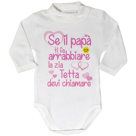 Body lupetto neonato personalizzato  nome se papà ti fa arrabbiarelo zio gli zii devi chiamare Per gli zii