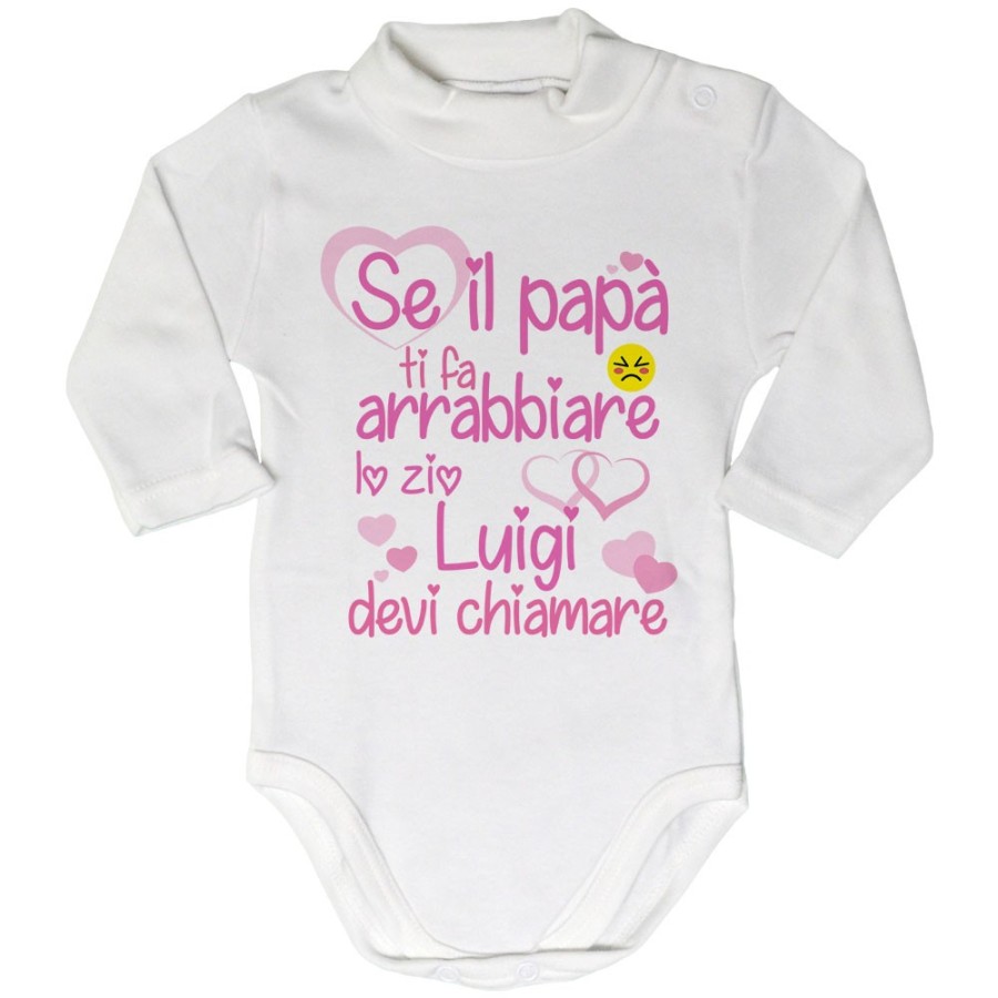 Body lupetto neonato personalizzato  nome se papà ti fa arrabbiarelo zio gli zii devi chiamare Per gli zii