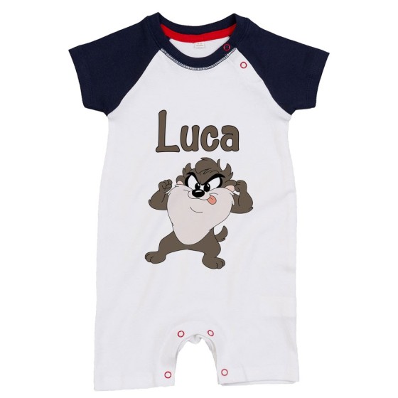 Pagliaccetto neonato personalizzato con nome baby tazmania linguaccia Cartoon
