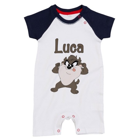 Pagliaccetto neonato personalizzato con nome baby tazmania linguaccia Cartoon