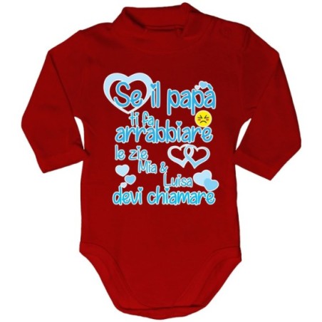 Body lupetto neonato personalizzato  nome se papà ti fa arrabbiarelo zio gli zii devi chiamare Per gli zii