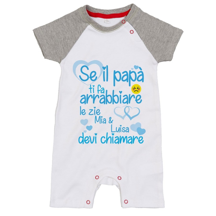 Pagliaccetto neonato personalizzato  nome se papà ti fa arrabbiarelo zio gli zii devi chiamare Per gli zii