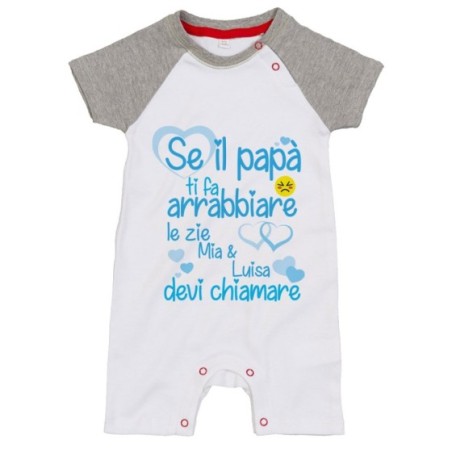 Pagliaccetto neonato personalizzato  nome se papà ti fa arrabbiarelo zio gli zii devi chiamare Per gli zii