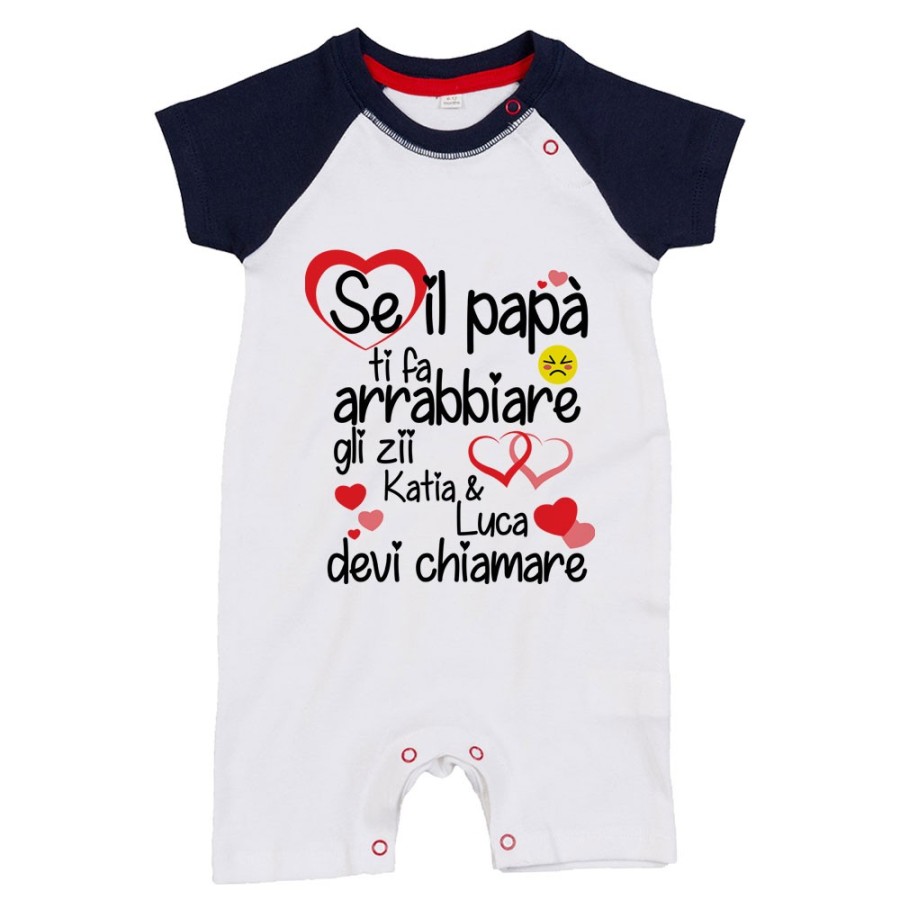 Pagliaccetto neonato personalizzato  nome se papà ti fa arrabbiarelo zio gli zii devi chiamare Per gli zii