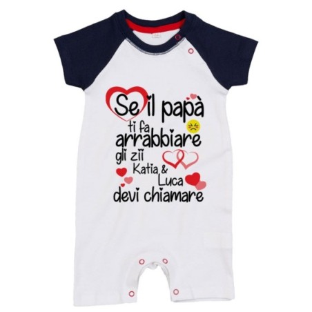 Pagliaccetto neonato personalizzato  nome se papà ti fa arrabbiarelo zio gli zii devi chiamare Per gli zii