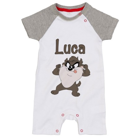 Pagliaccetto neonato personalizzato con nome baby tazmania linguaccia Cartoon