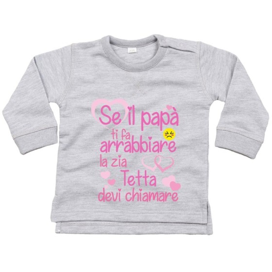 Felpa neonato personalizzata  nome se papà ti fa arrabbiarelo zio gli zii devi chiamare Per gli zii