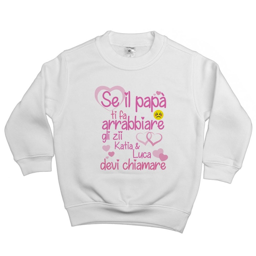 Felpa bambino personalizzata  nome se papà ti fa arrabbiarelo zio gli zii devi chiamare Per gli zii
