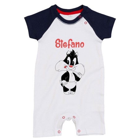 Pagliaccetto neonato personalizzato con nome baby gatto...