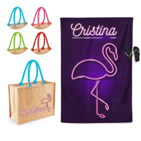 Coordinato telo e borsa mare personalizzato con nome...