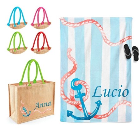 Coordinato telo e borsa mare personalizzato con nome...