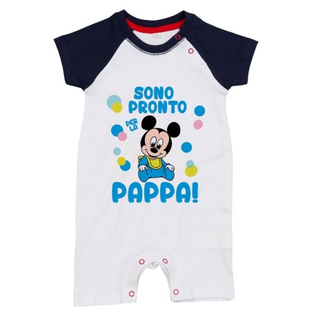 Pagliaccetto neonato sono pronto per la pappa baby topolino