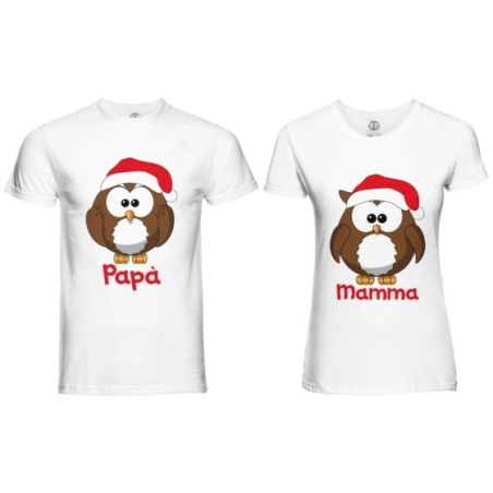 Coppia di maglie personalizzate con nomi gufetti      Natale