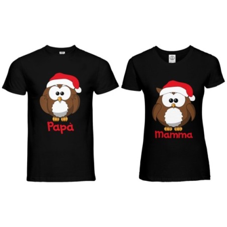 Coppia di maglie personalizzate con nomi gufetti      Natale