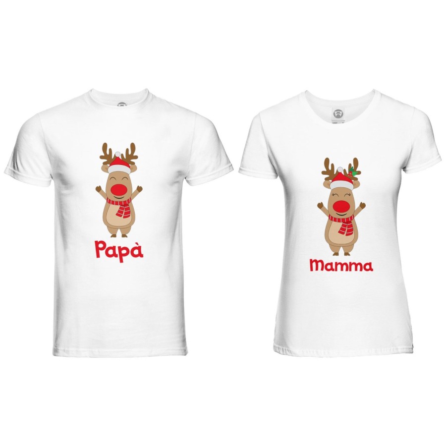 Coppia di maglie personalizzabili con nomi rudolph Natale
