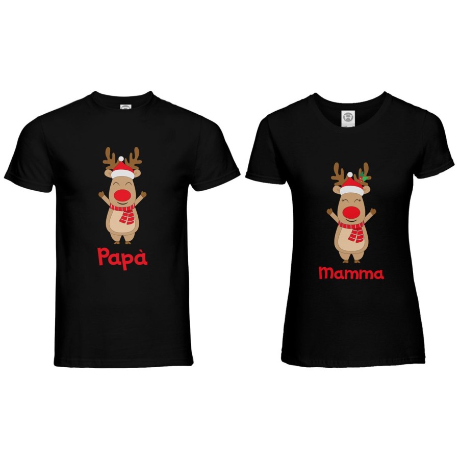 Coppia di maglie personalizzabili con nomi rudolph Natale