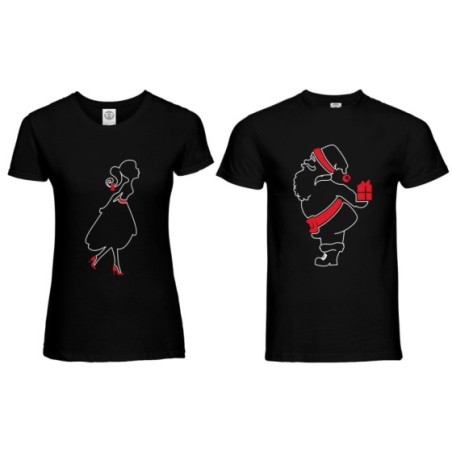 Coppia di maglie bacio con babbo natale Natale
