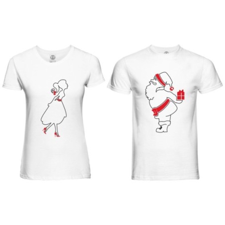 Coppia di maglie bacio con babbo natale Natale