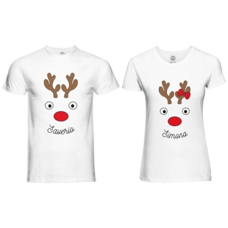 Coppia di maglie personalizzabili con nomi con renna...