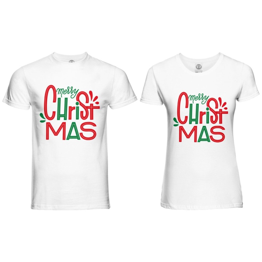 Coppia di maglie personalizzabili con nomi merry christmas colorful colorful Natale