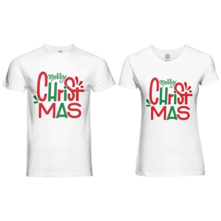 Coppia di maglie personalizzabili con nomi merry christmas colorful colorful Natale