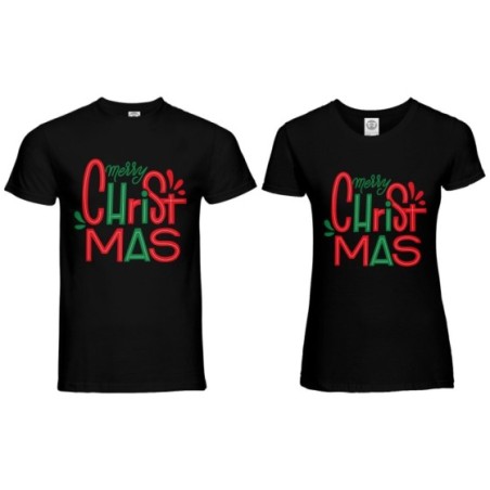 Coppia di maglie personalizzabili con nomi merry christmas colorful colorful Natale